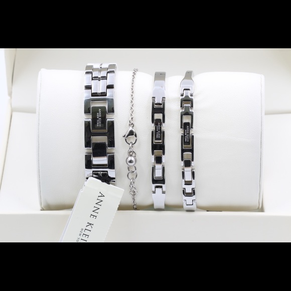 Anne Klein Womens White Ceramic Silver Watch Set - Picture 5 of 8